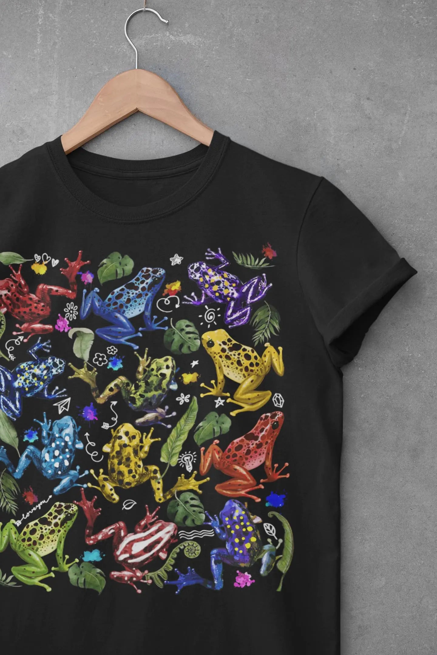 Colorful Frog Graphic Tee Shirt, Hoodie Sweatshirt