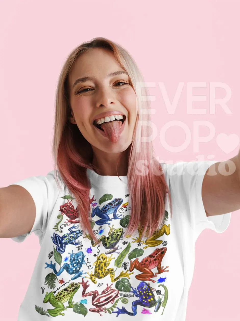 Colorful Frog Graphic Tee Shirt, Hoodie Sweatshirt