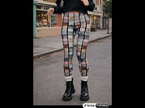 Retro Cassette Tape Leggings, Yoga Pants, Activewear for Women
