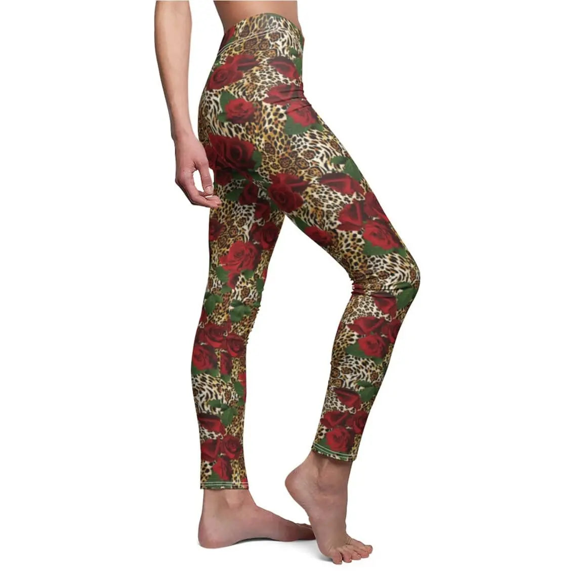 Leopard Print Leggings: Rose Floral Cheetah Yoga Pants