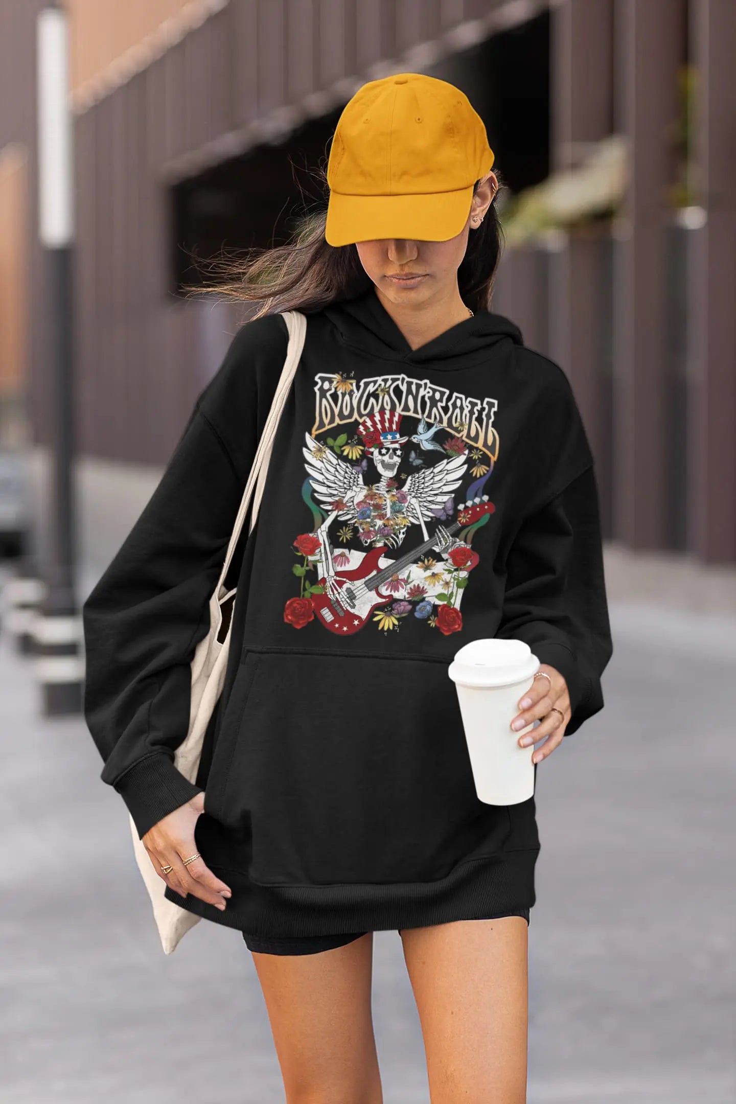 Skeleton Rock and Roll Graphic Tee Shirt, Hoodie Sweatshirt