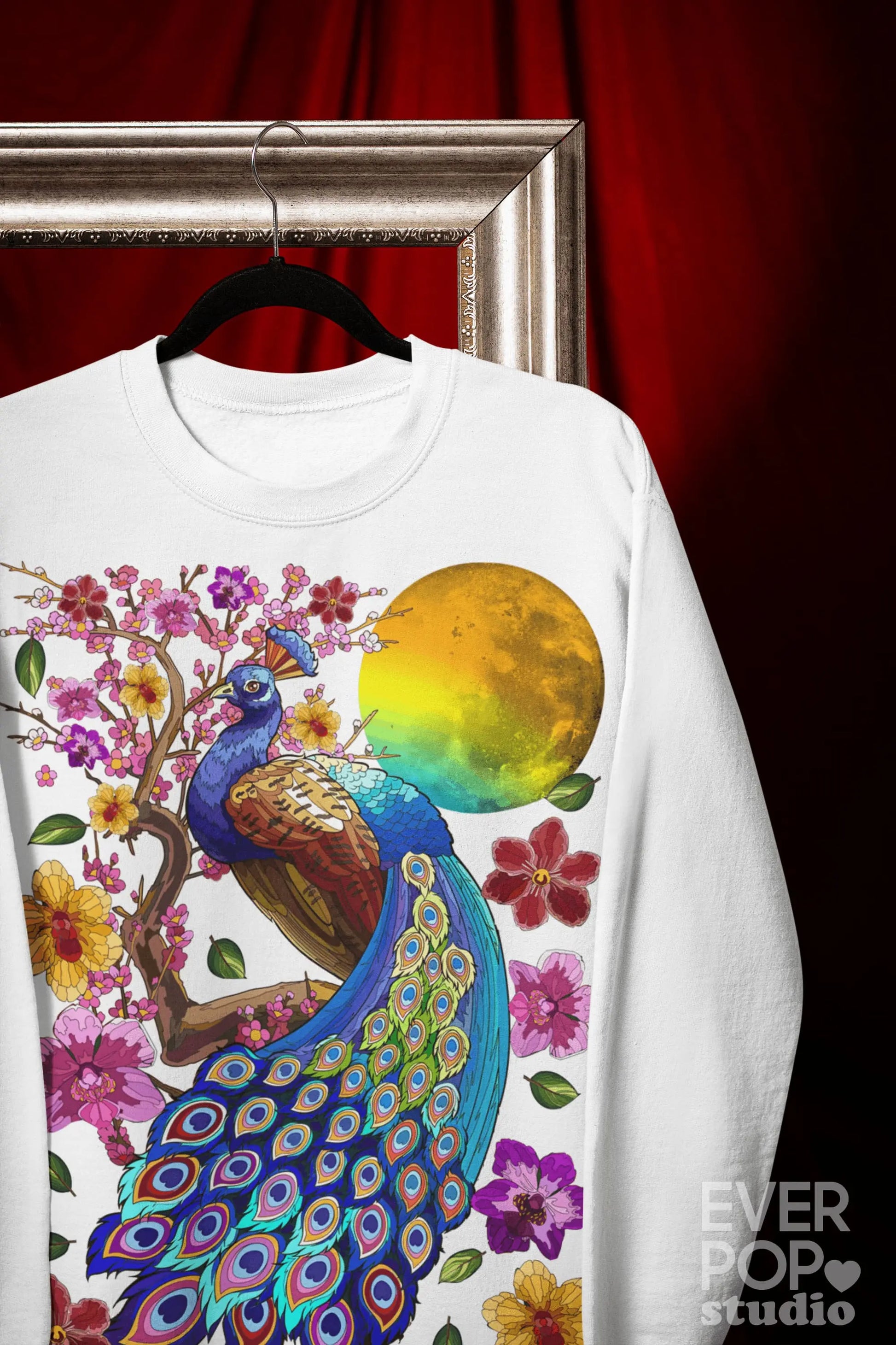 Peacock Cherry Blossom Graphic Tee Shirt, Hoodie Sweatshirt