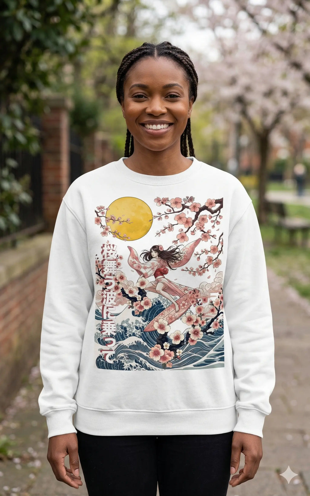 Cherry Blossom Surf Beach Graphic Tee Shirt, Hoodie Sweatshirt