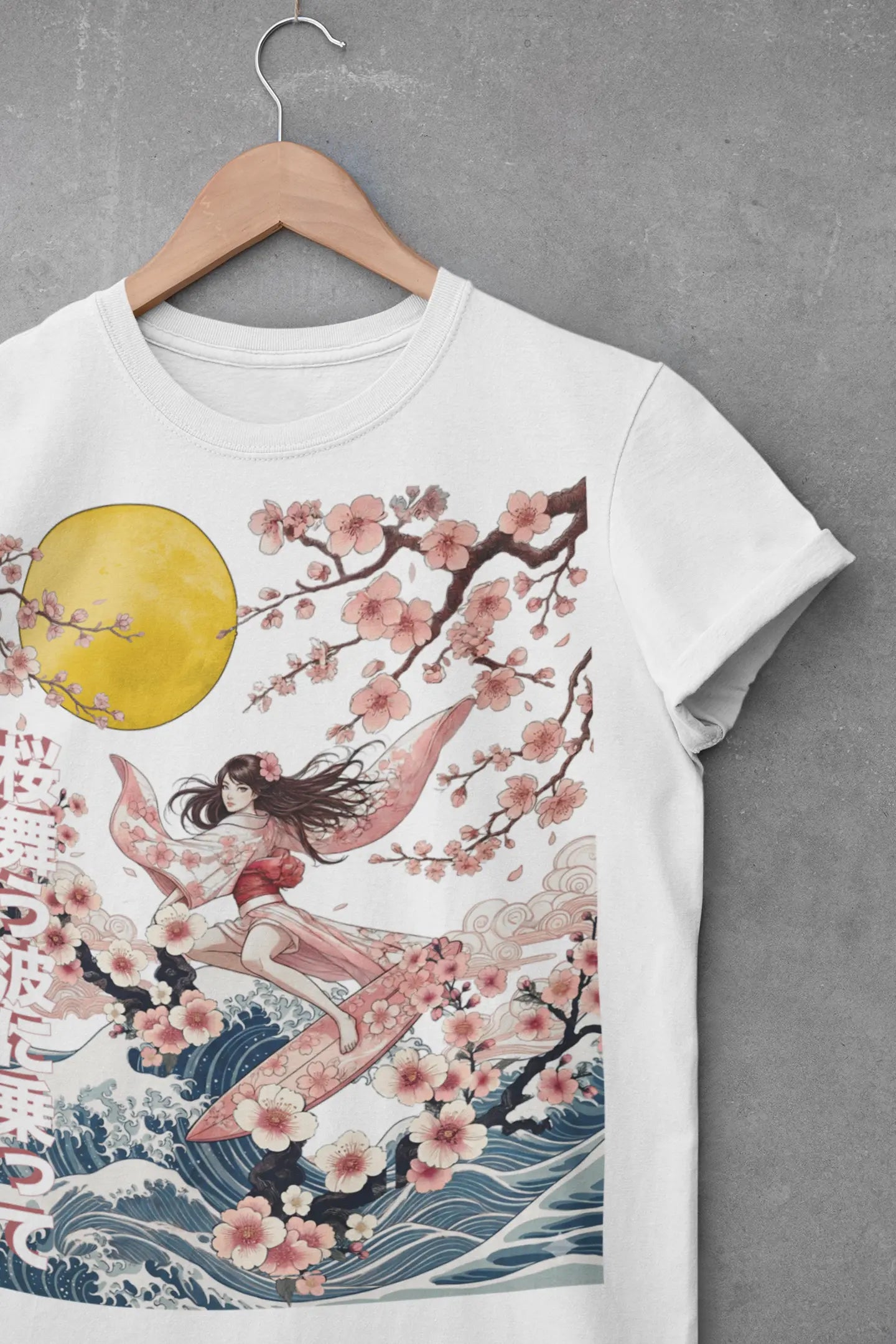 Cherry Blossom Surf Beach Graphic Tee Shirt, Hoodie Sweatshirt