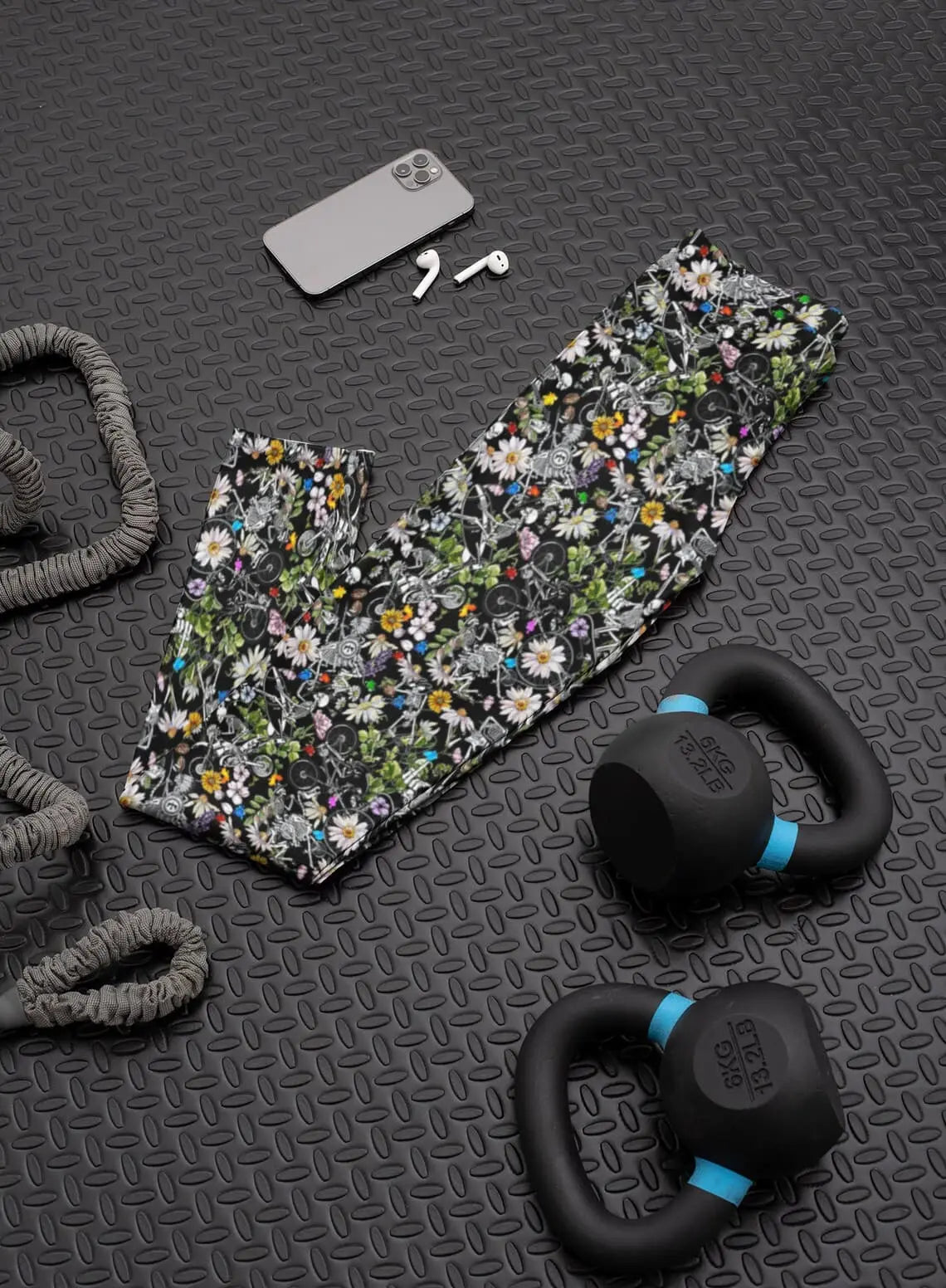 Floral Skeleton Leggings: Gothic Yoga Pants, Gym Workout Clothes