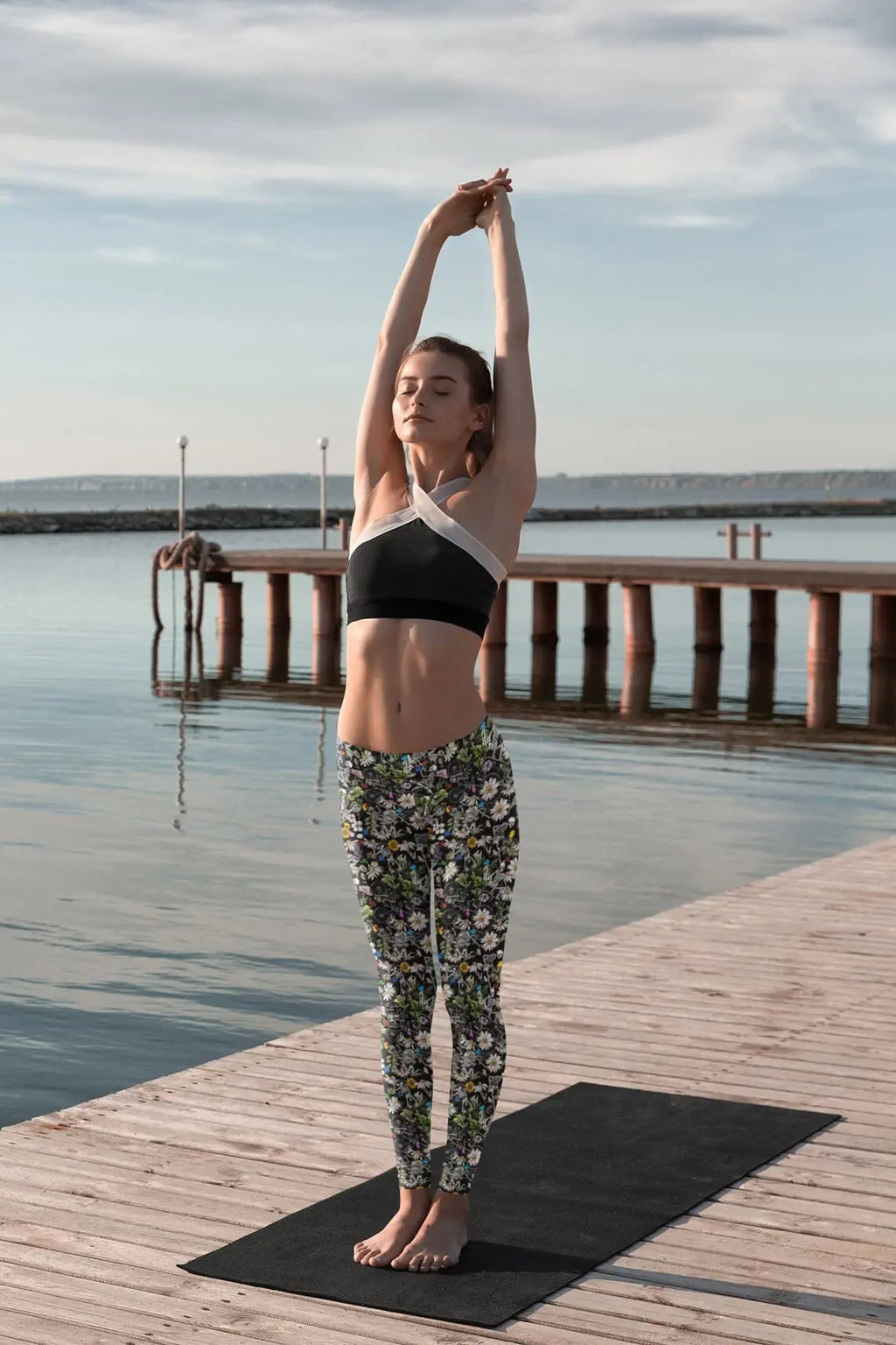 Floral Skeleton Leggings: Gothic Yoga Pants, Gym Workout Clothes