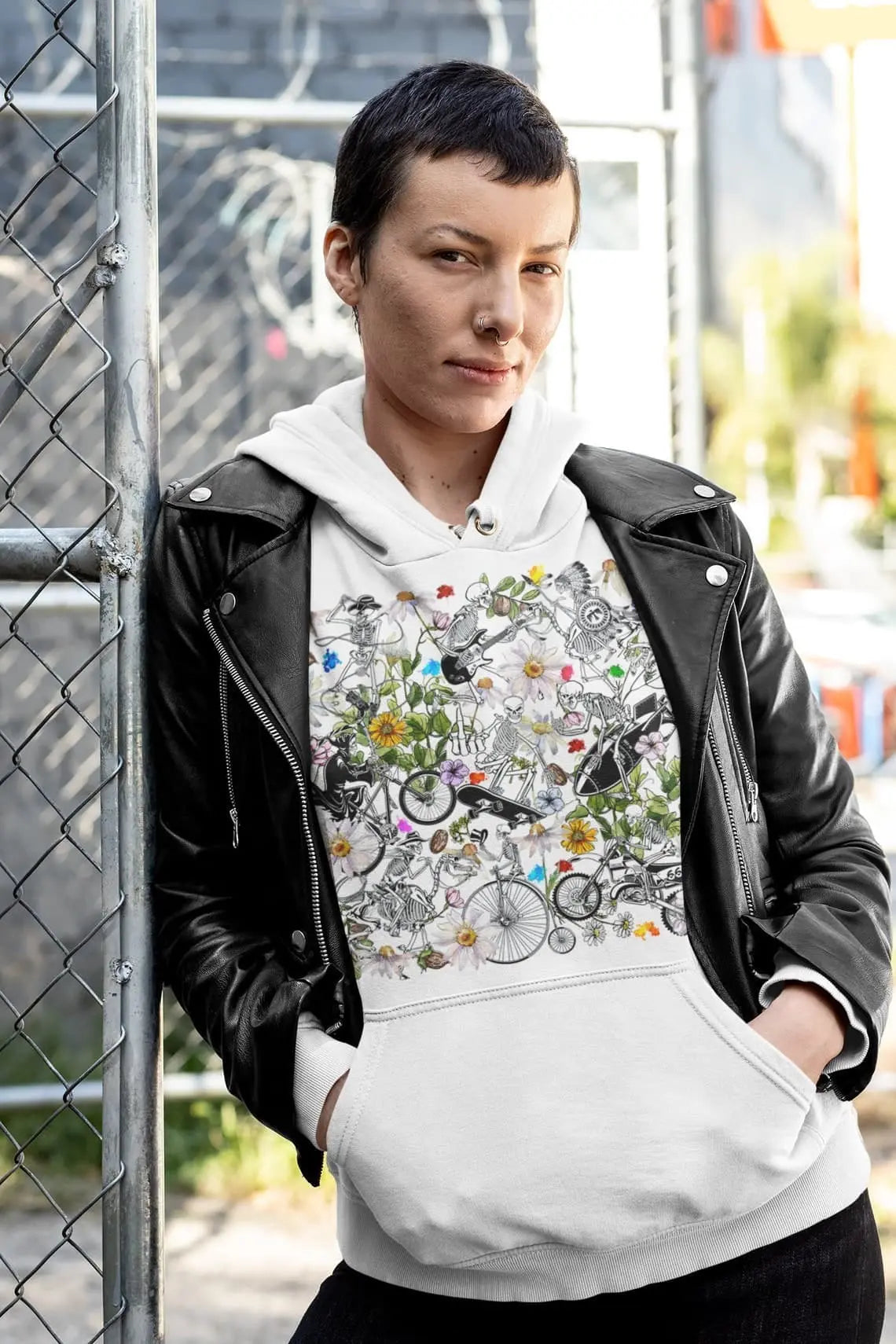 Goth Skeleton Graphic Tee Shirt, Hoodie Sweatshirt