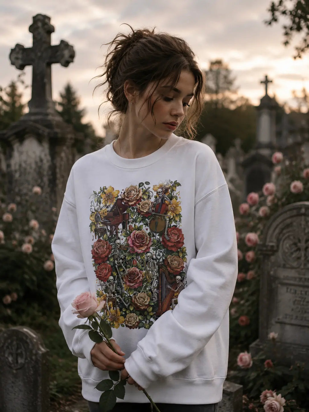 Halloween Skeleton Musicians Graphic Tee Shirt, Hoodie Sweatshirt