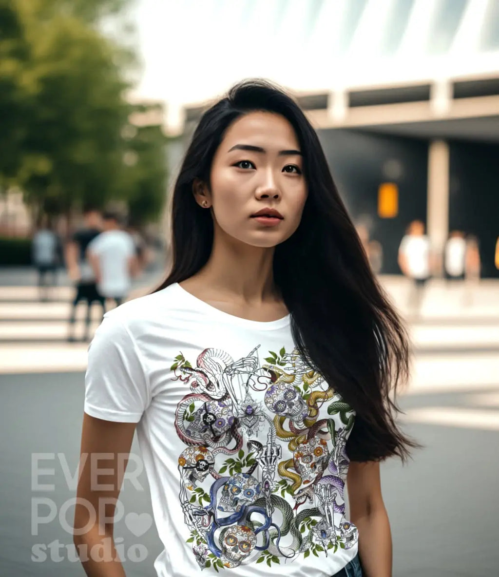 Sugar Skull Snake Graphic Tee Shirt, Hoodie Sweatshirt