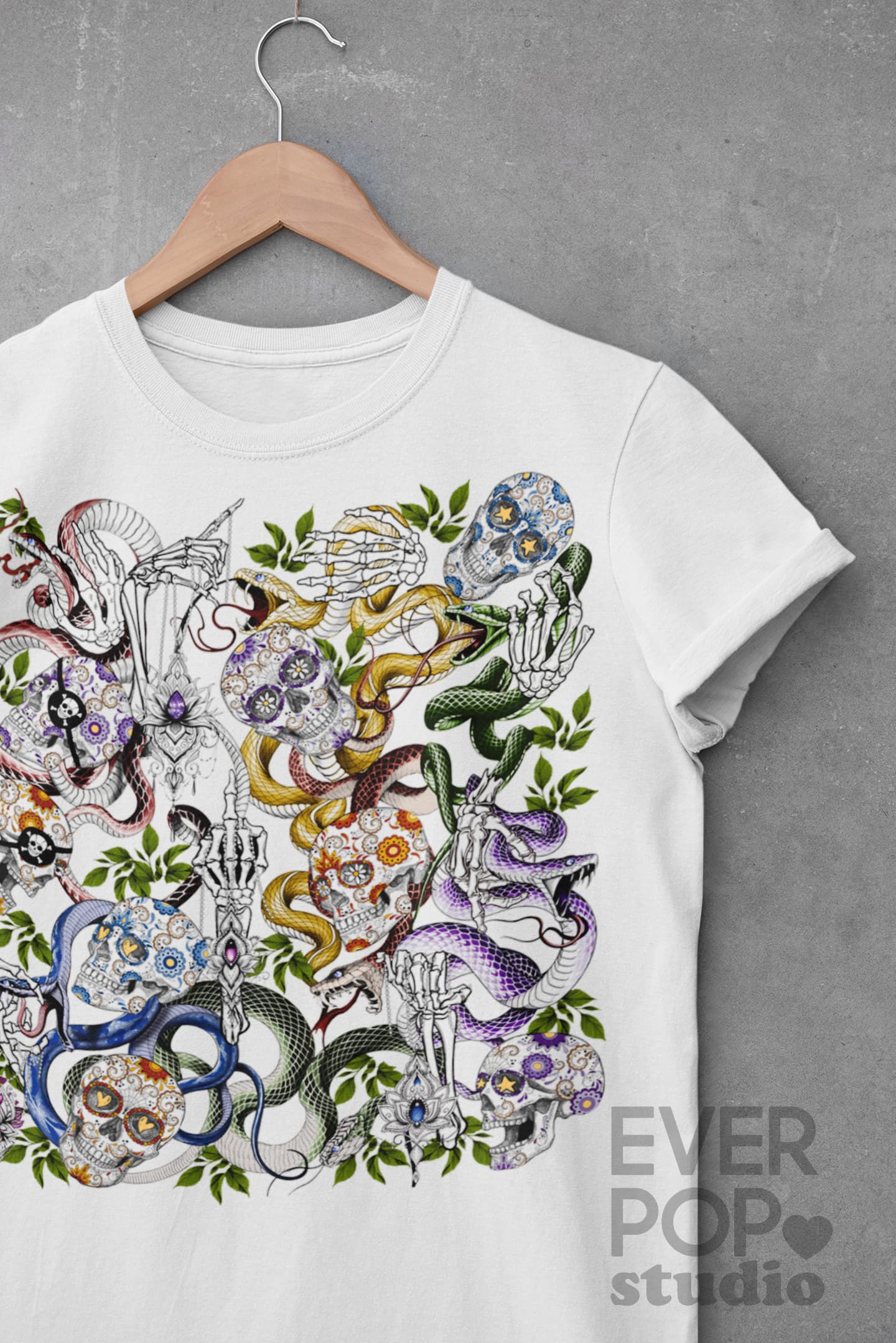 Sugar Skull Snake Graphic Tee Shirt, Hoodie Sweatshirt