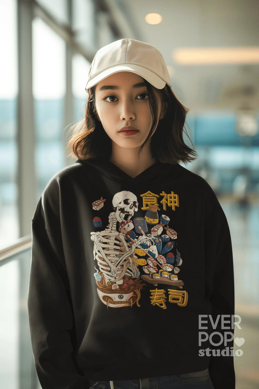 Skeleton Sushi Graphic Tee Shirt, Hoodie Sweatshirt