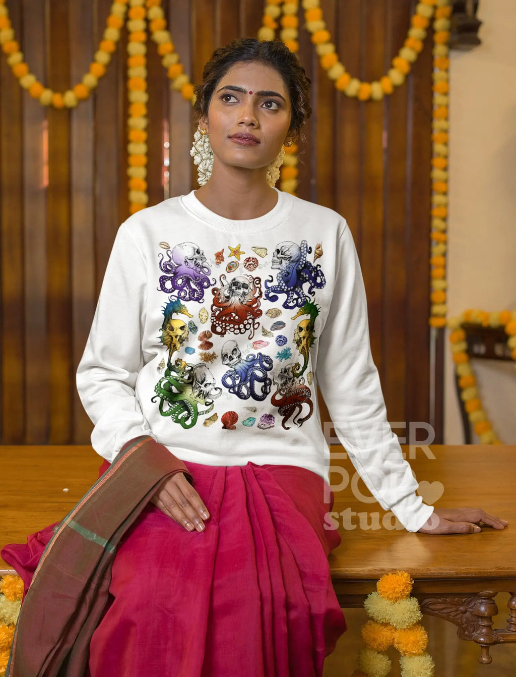 Skull Octopus Graphic Tee Shirt, Hoodie Sweatshirt