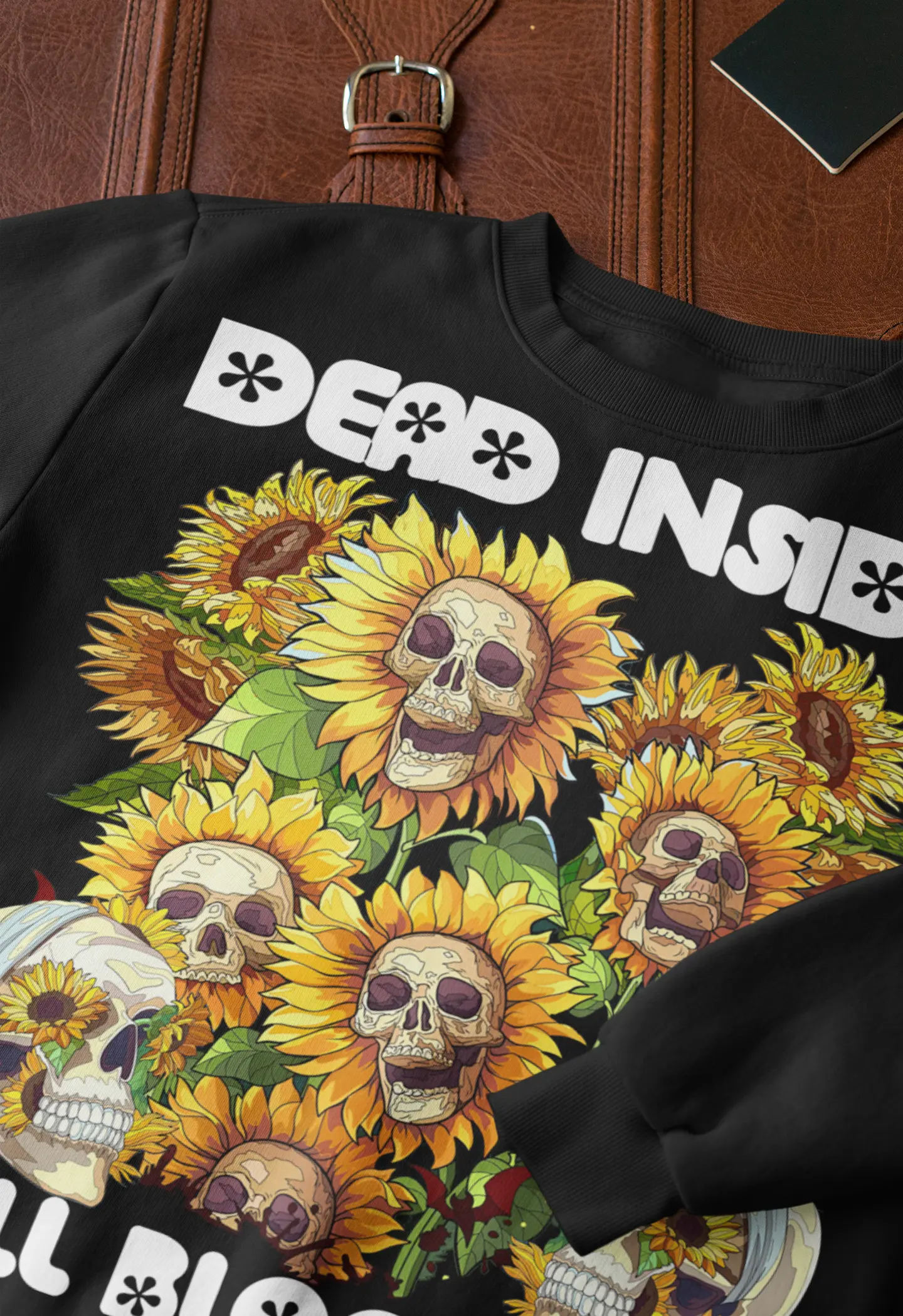 Gothic Sunflower Skull Graphic Tee Shirt, Hoodie Sweatshirt