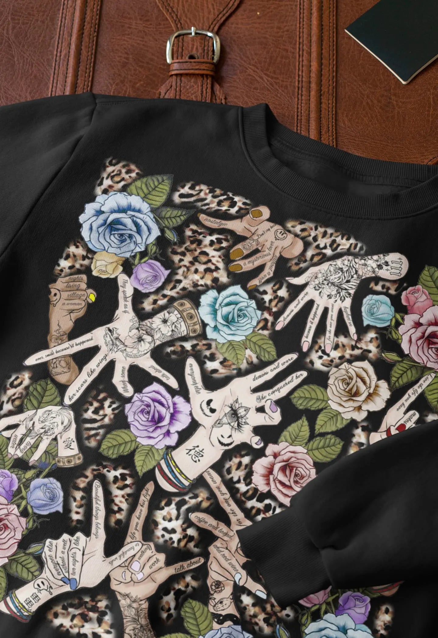 Tattoo Hand Leopard Graphic Tee Shirt, Hoodie Sweatshirt