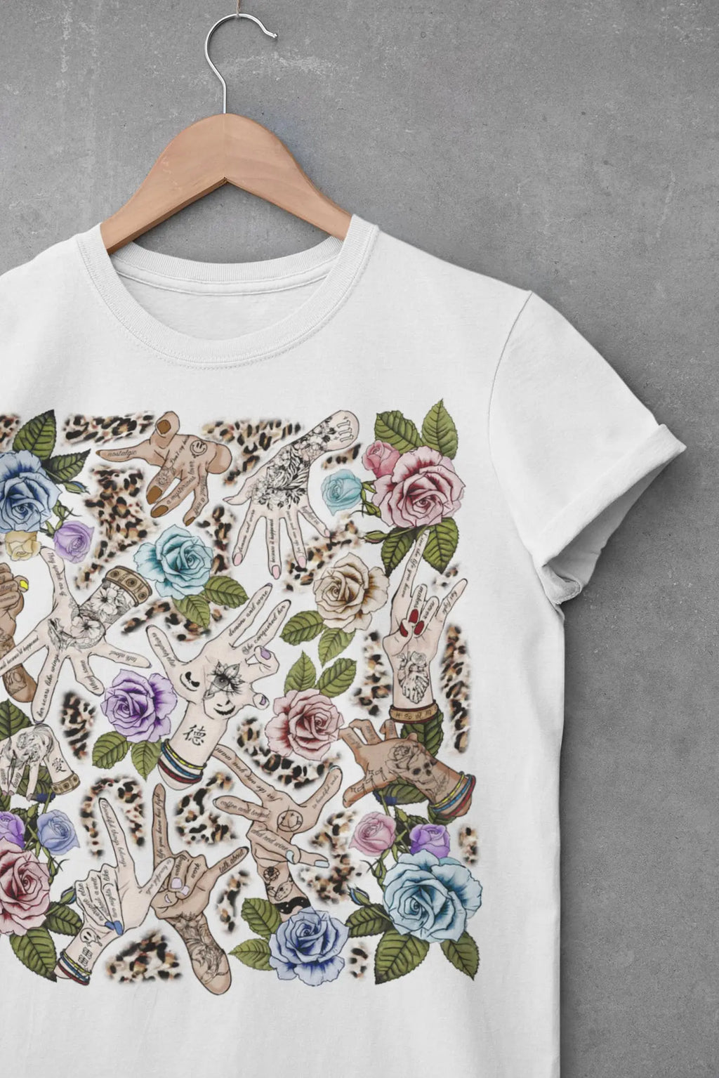 Tattoo Hand Leopard Graphic Tee Shirt, Hoodie Sweatshirt