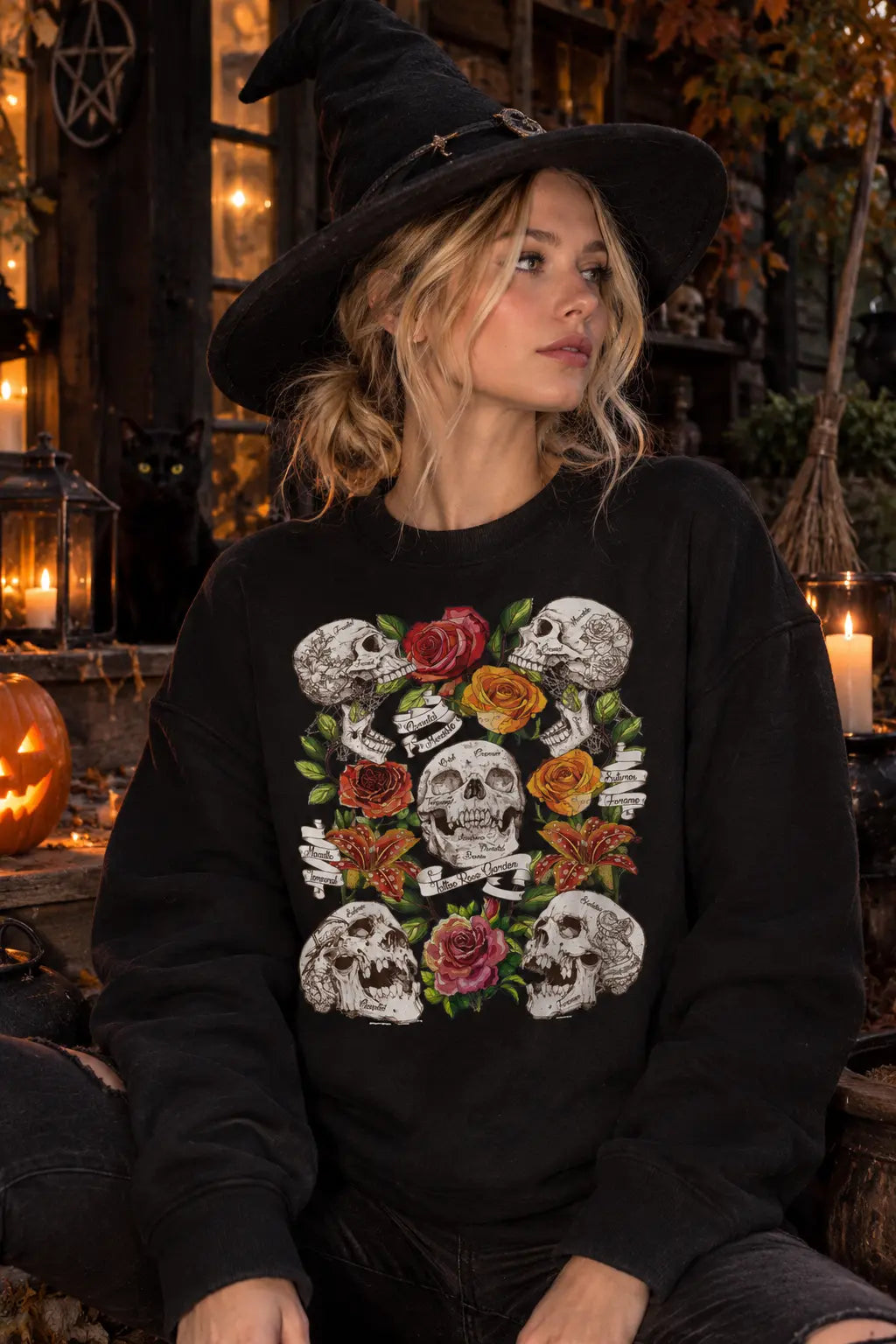 Rose Skull Tattoo Graphic Tee Shirt, Hoodie Sweatshirt