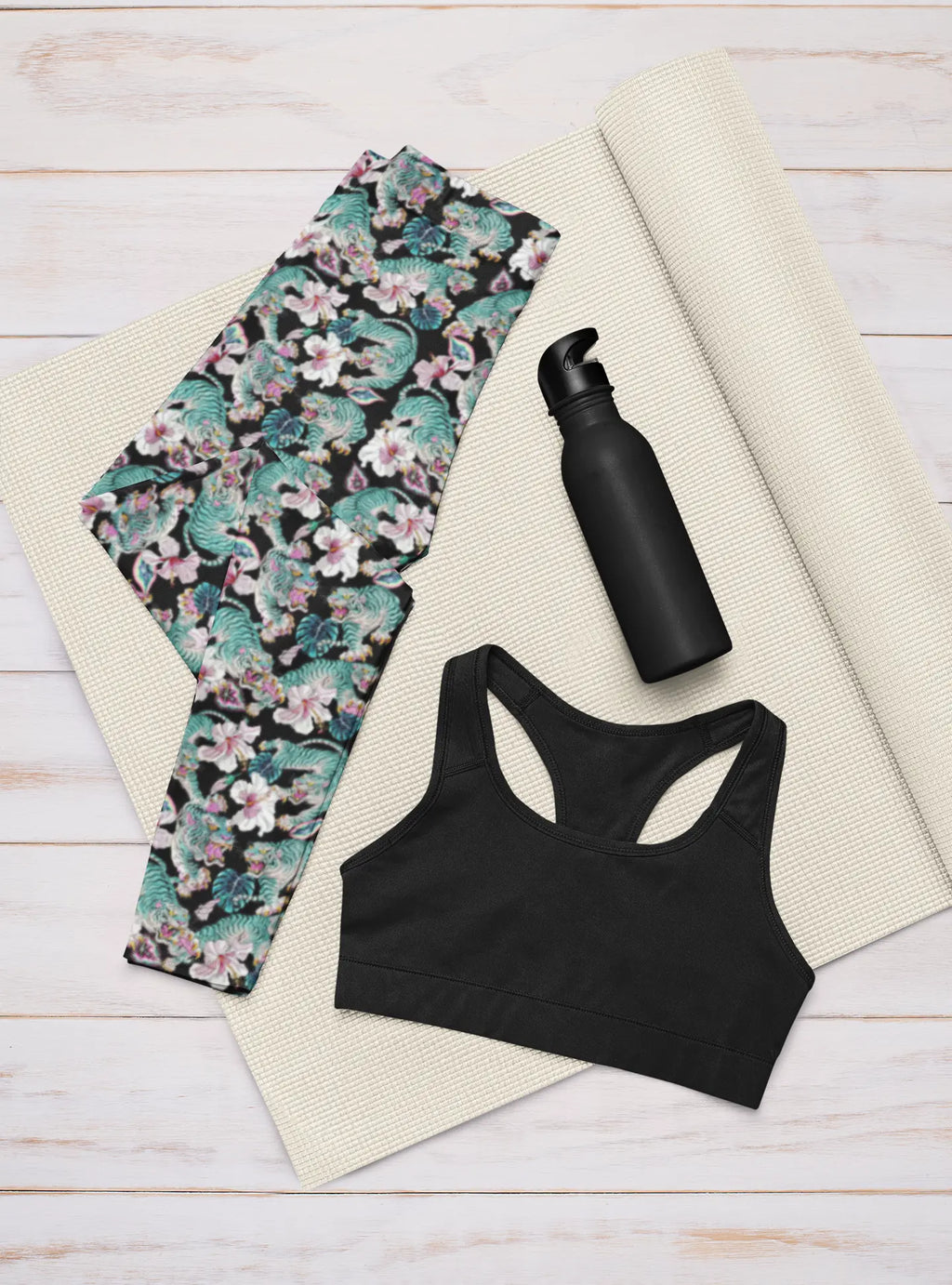 Jungle Teal Tiger Leggings, Yoga Pants, Activewear for Women