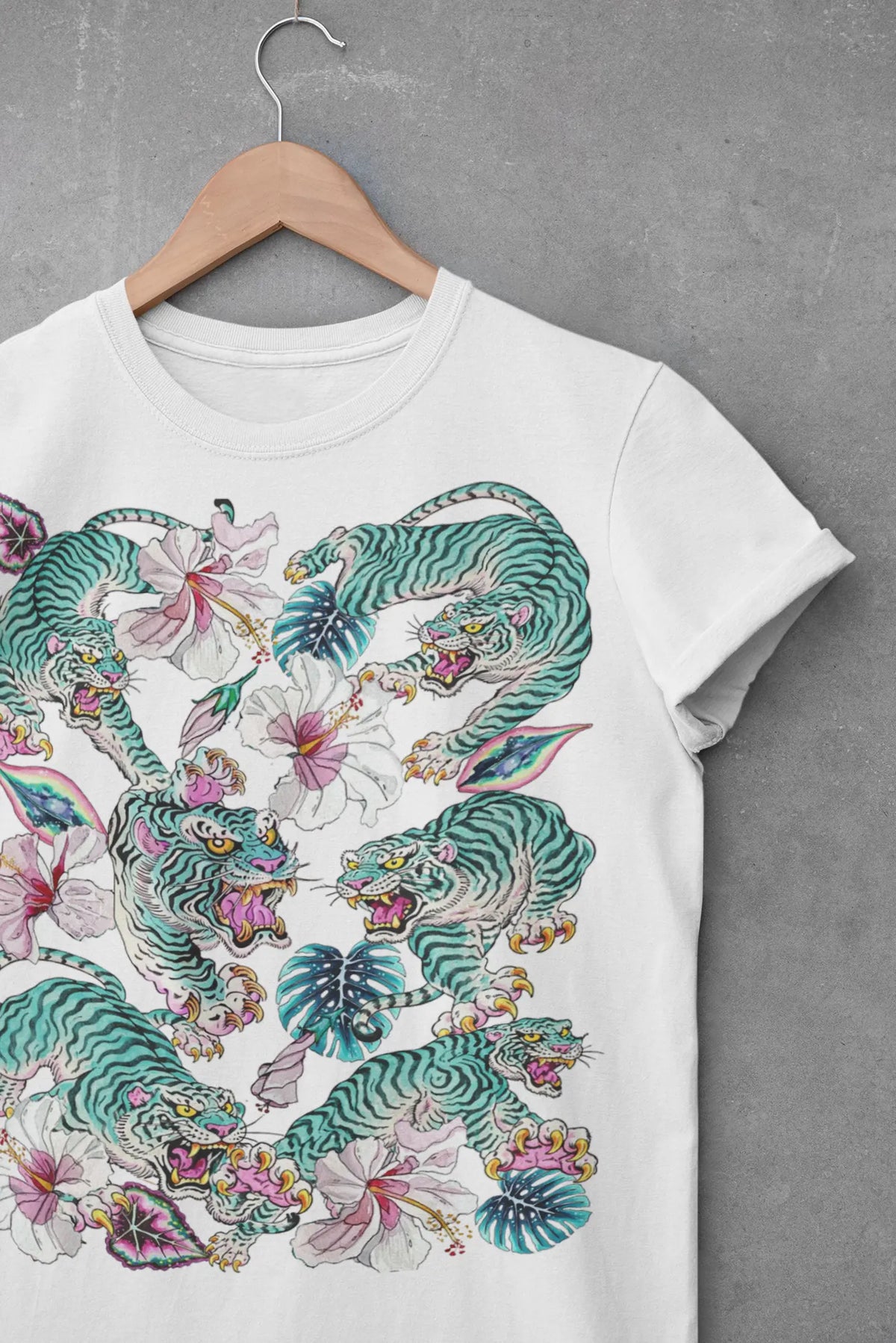 Jungle Teal Tiger Graphic Tee Shirt, Hoodie Sweatshirt