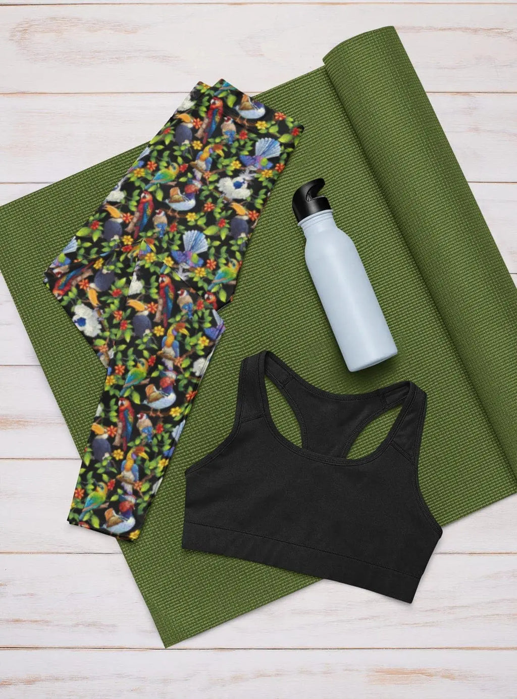 Tropical Bird Leggings: Parrot Print Yoga Pants, Fitness Apparel