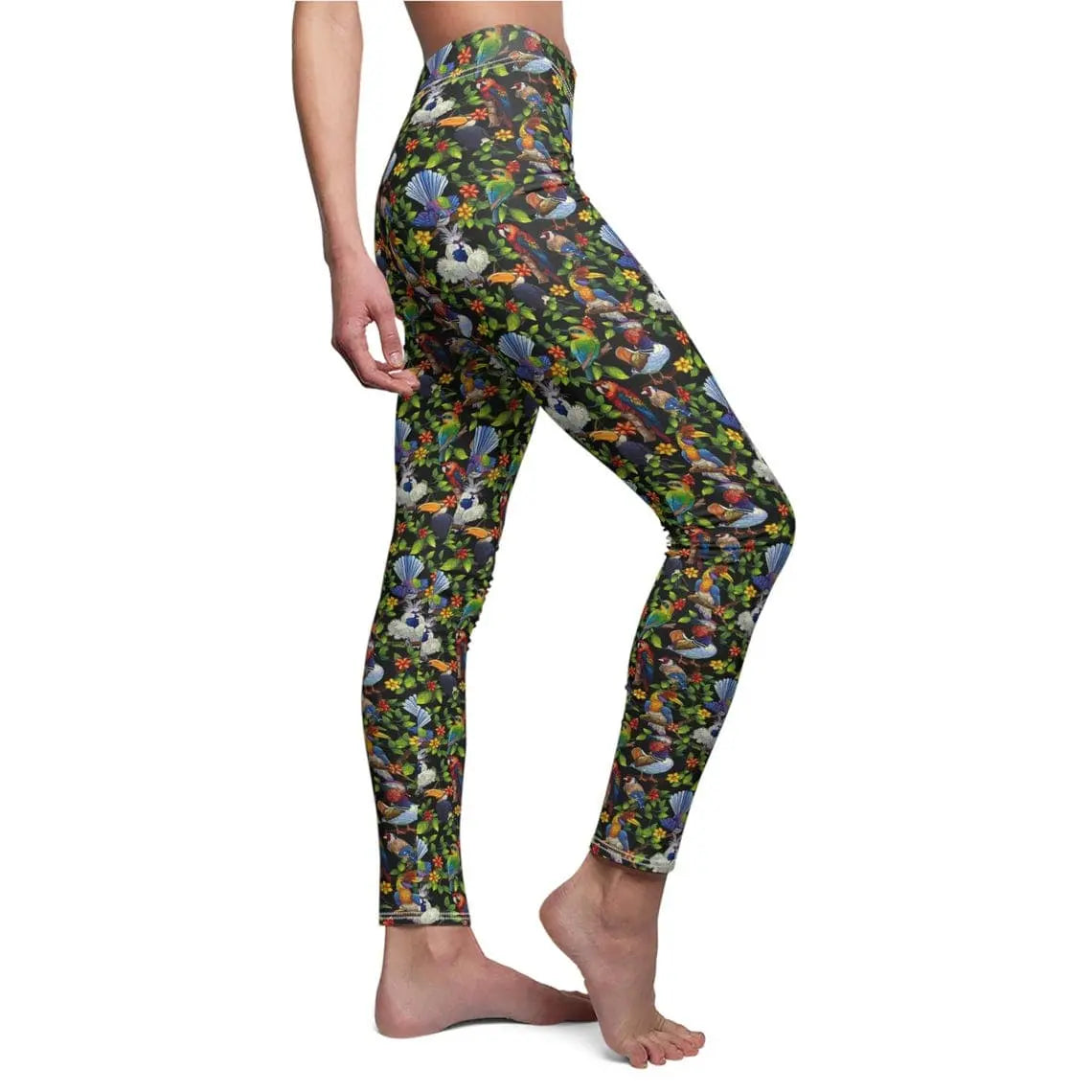 Tropical Bird Leggings: Parrot Print Yoga Pants, Fitness Apparel