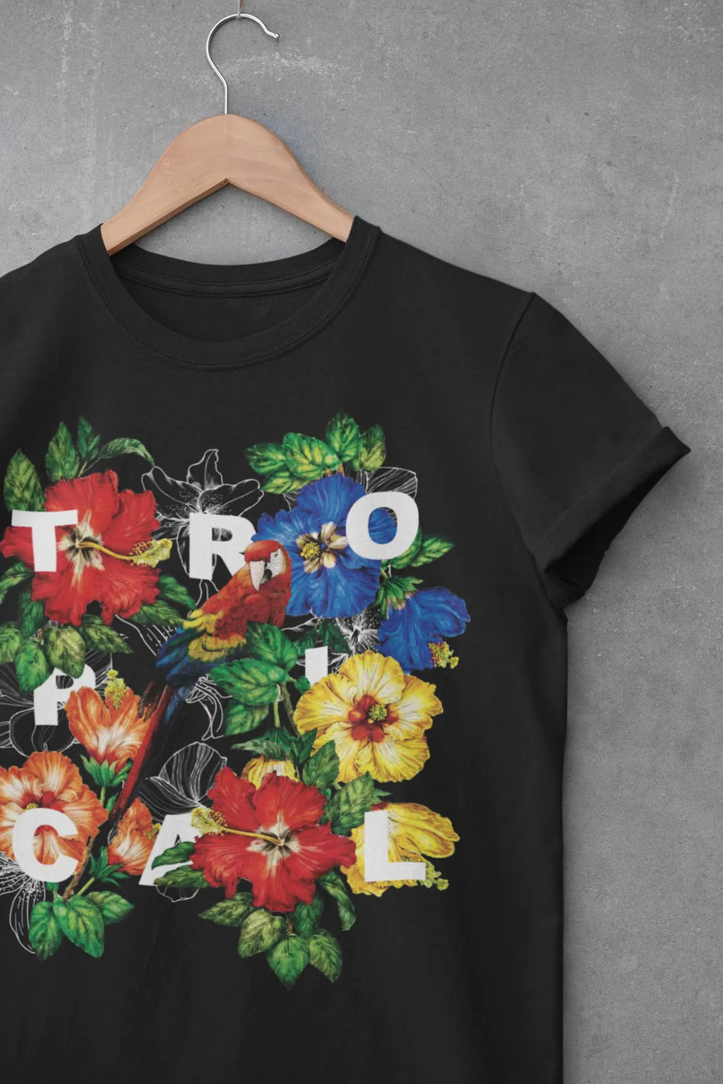 Tropical Parrot Graphic Tee Shirt, Hoodie Sweatshirt