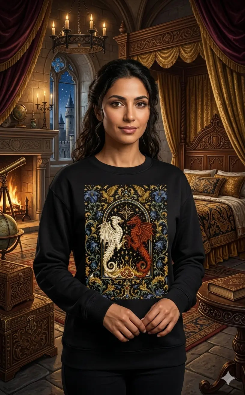 Twin Dragons of the Eternal Flame Graphic Tee Shirt, Hoodie Sweatshirt
