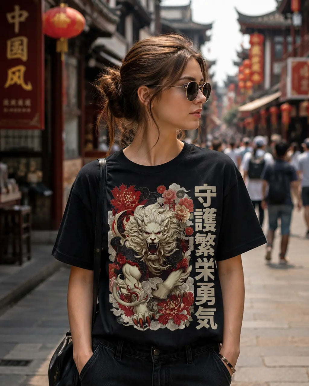Japanese White Lion Graphic Tee Shirt, Hoodie Sweatshirt