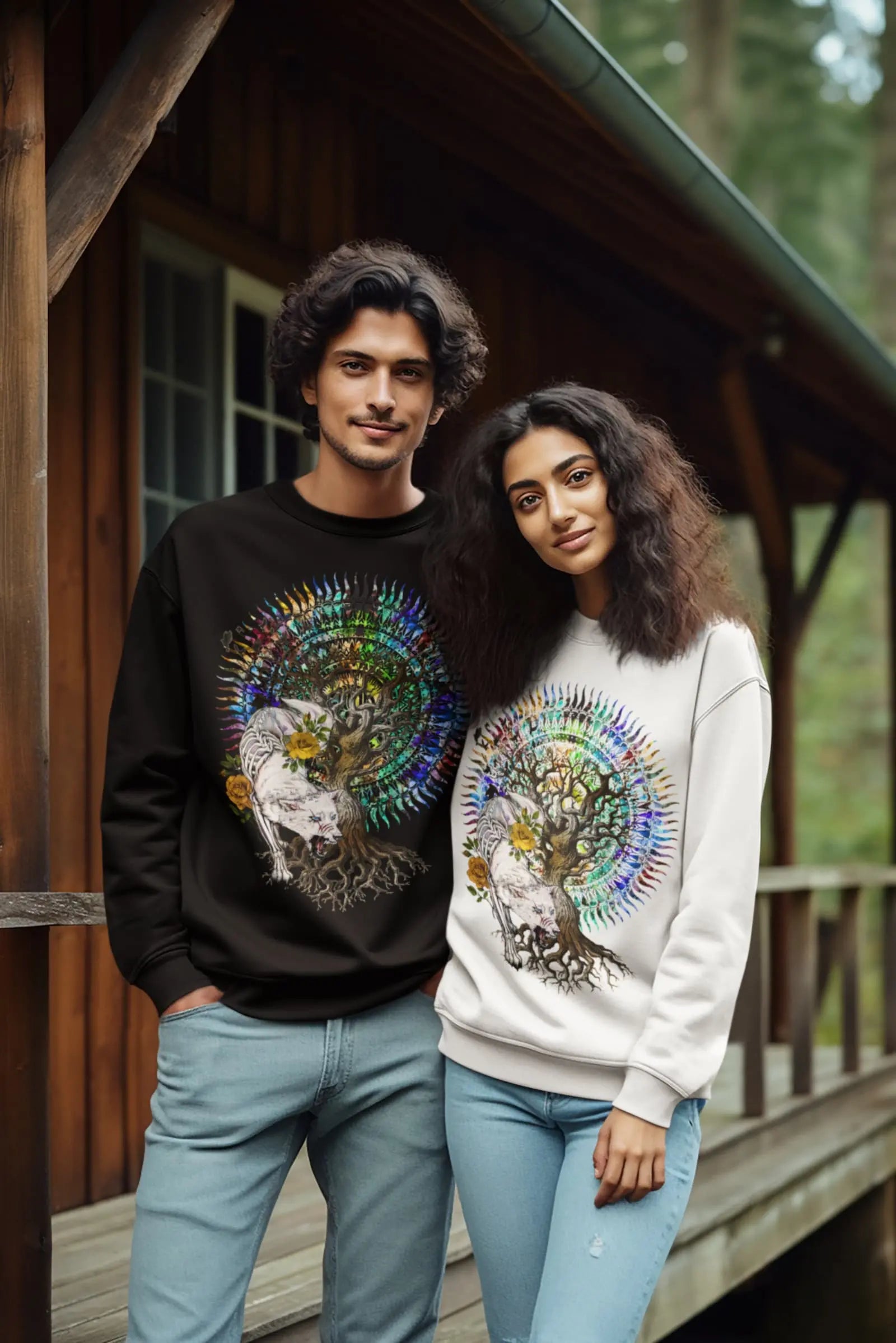 Wolf Mandala Tree Graphic Tee Shirt, Hoodie Sweatshirt