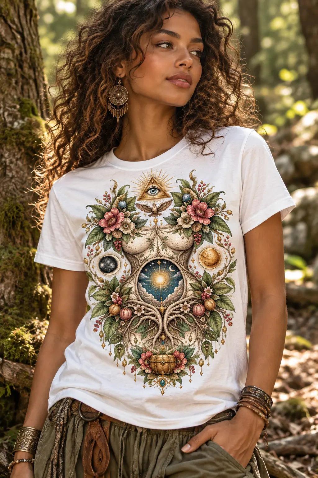 Celestial Goddess Tree Graphic Tee Shirt, Hoodie Sweatshirt